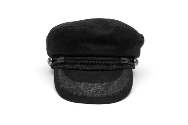 Black Wool Sailor Cap - Classic Nautical Headwear - Image 2