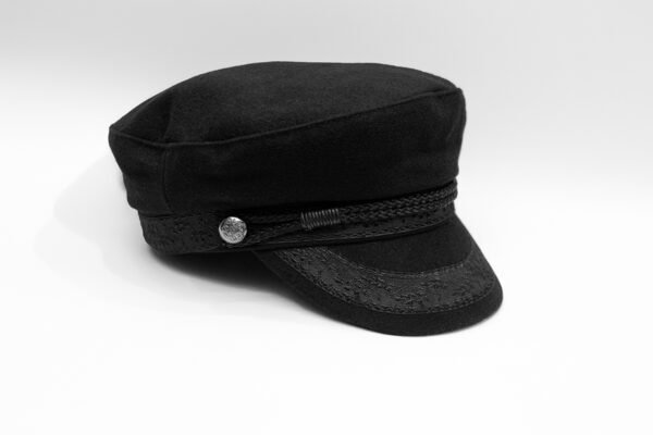 Black Wool Sailor Cap - Classic Nautical Headwear