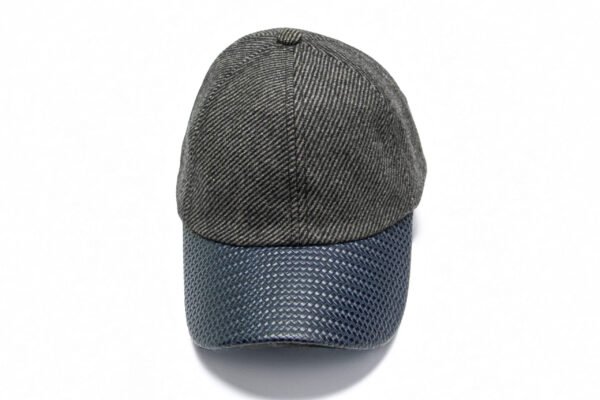 Grey and Blue Herringbone Baseball Cap - Premium, Stylish Headwear - Image 2