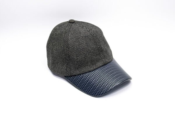 Grey and Blue Herringbone Baseball Cap - Premium, Stylish Headwear - Image 3