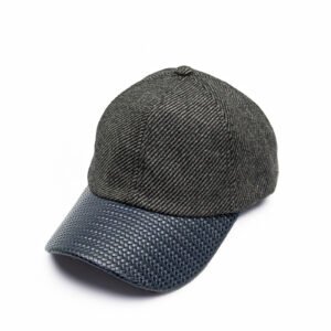 Grey and Blue Herringbone Baseball Cap - Premium, Stylish Headwear