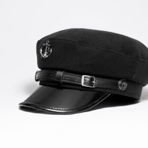 Black Captain's Cap - Classic Nautical Style