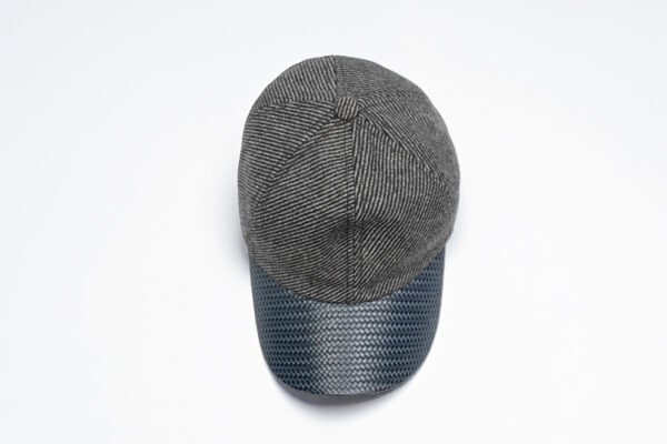 Grey and Blue Herringbone Baseball Cap - Premium, Stylish Headwear - Image 6