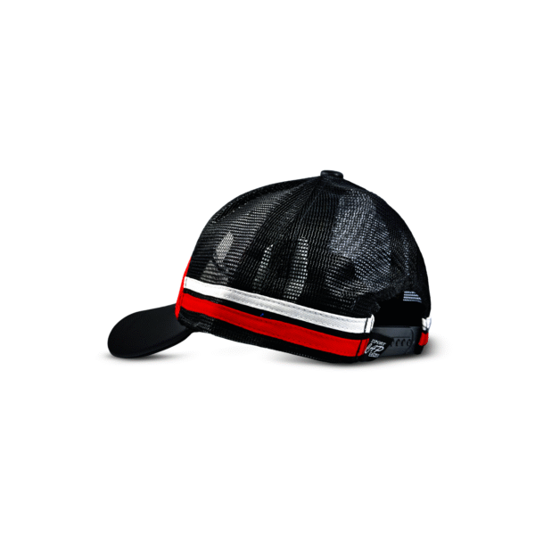 Red Twill Mesh Cap with Black Leather Visor- Export Cap Zone - Image 6